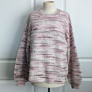 Splendid Sweater Wool Blend Chunky Knit Space Dye Oversized Black Cherry M NWT